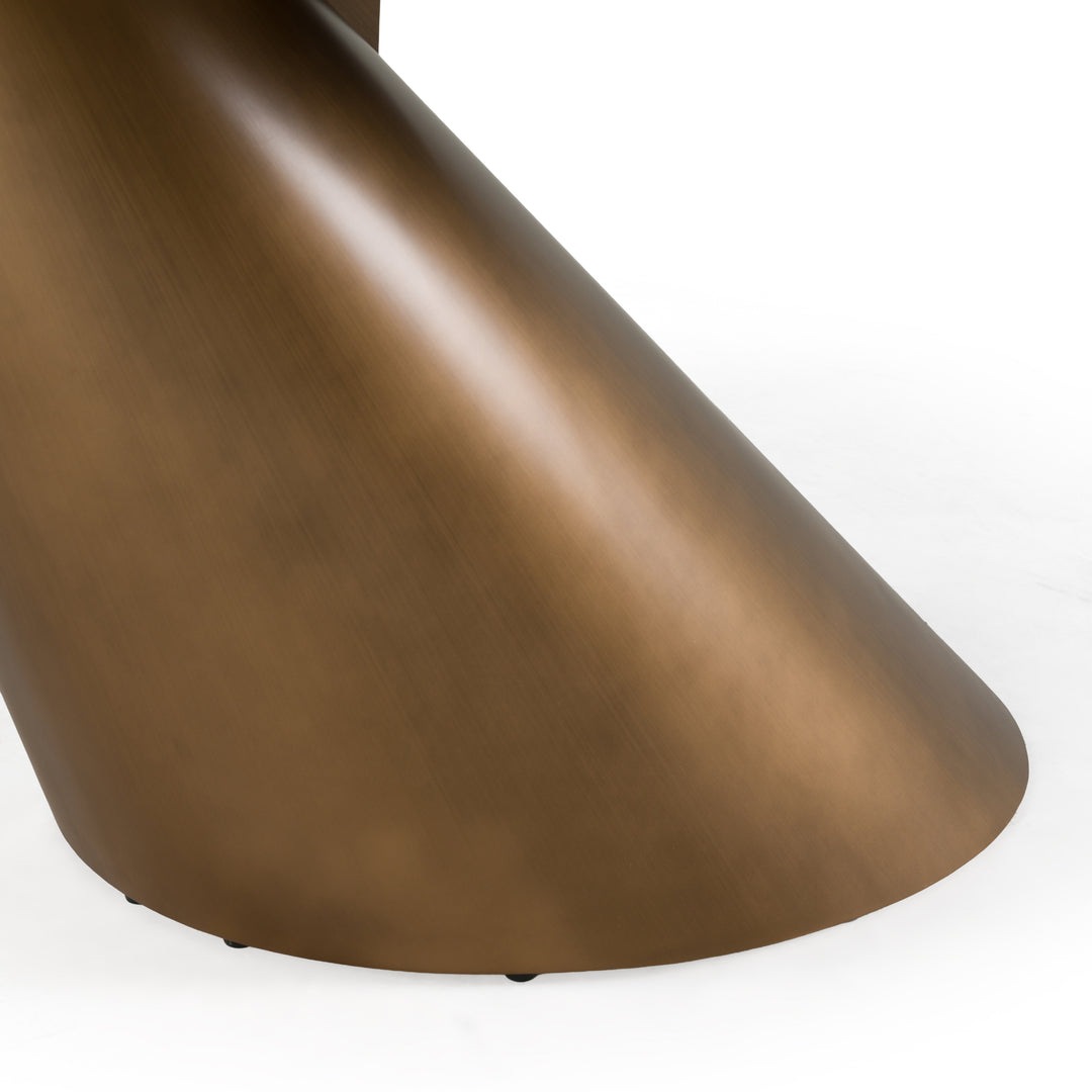 Gresham - Contemporary White Ceramic + Brushed Brass Dining Table