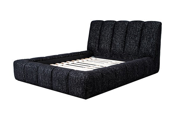 Grevan Modern Upholstered Platform Bed with Wingback Headboard - Black Platform Bed modern furniture Contempo Furniture