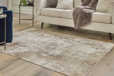 Grifflain 5'1" x 7' Washable Rug - Light Brown Washable Rug modern furniture Contempo Furniture