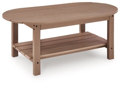 Grover Beach Outdoor Coffee Table - Light Brown | Ashley Furniture