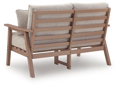 Grover Beach Outdoor Loveseat with Cushion - Light Brown Loveseat modern furniture Contempo Furniture