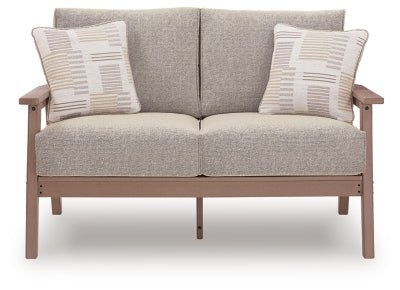 Grover Beach Outdoor Loveseat with Cushion - Light Brown Loveseat modern furniture Contempo Furniture