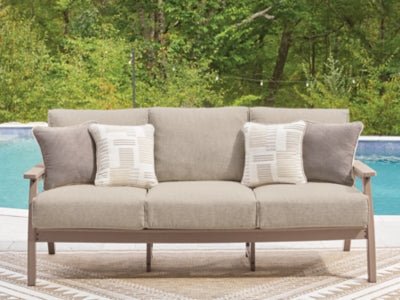 Grover Beach Outdoor Sofa with Cushion - Light Brown Outdoor Seating modern furniture Contempo Furniture