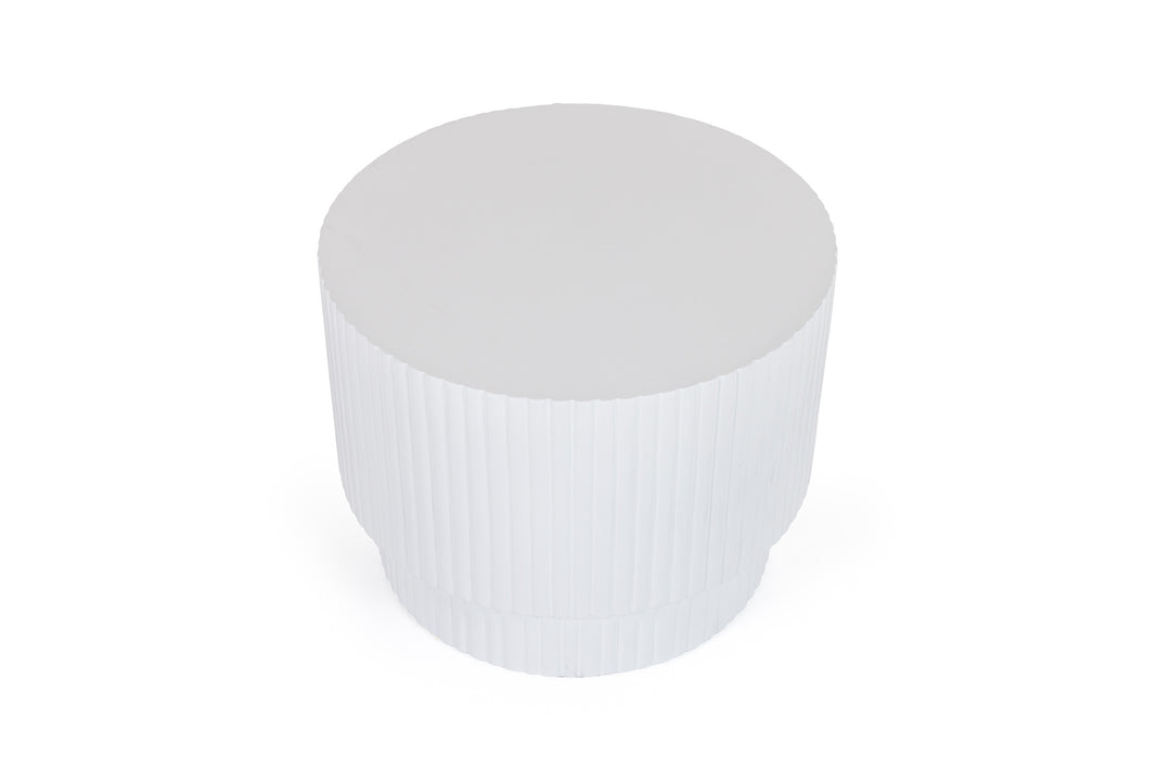 Gruver  Modern White Concrete End Table