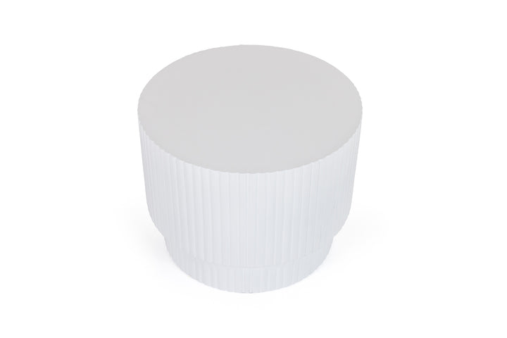 Gruver  Modern White Concrete End Table