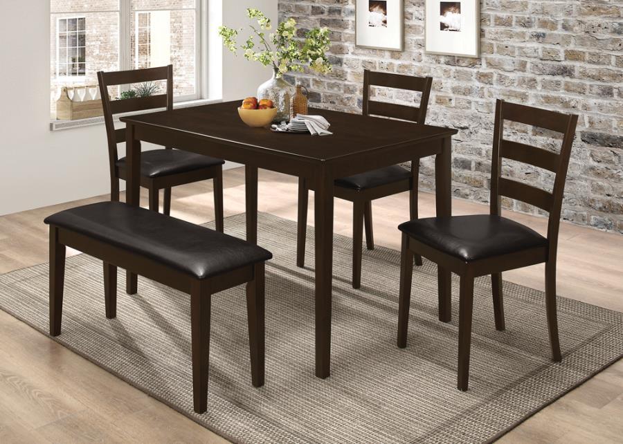 Guillen - 5 Piece Rectangular Dining Table Set - Cappuccino 5 - Piece Dining Room Set modern furniture Contempo Furniture