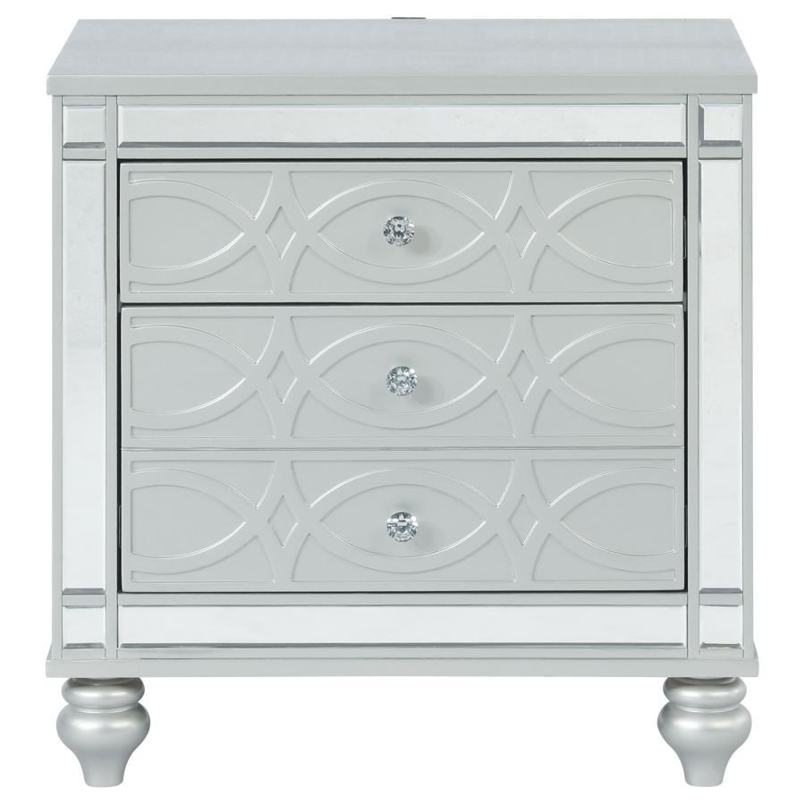 Gunnison - 2 - Drawer Nightstand - Silver Metallic Accent Nightstand modern furniture Contempo Furniture