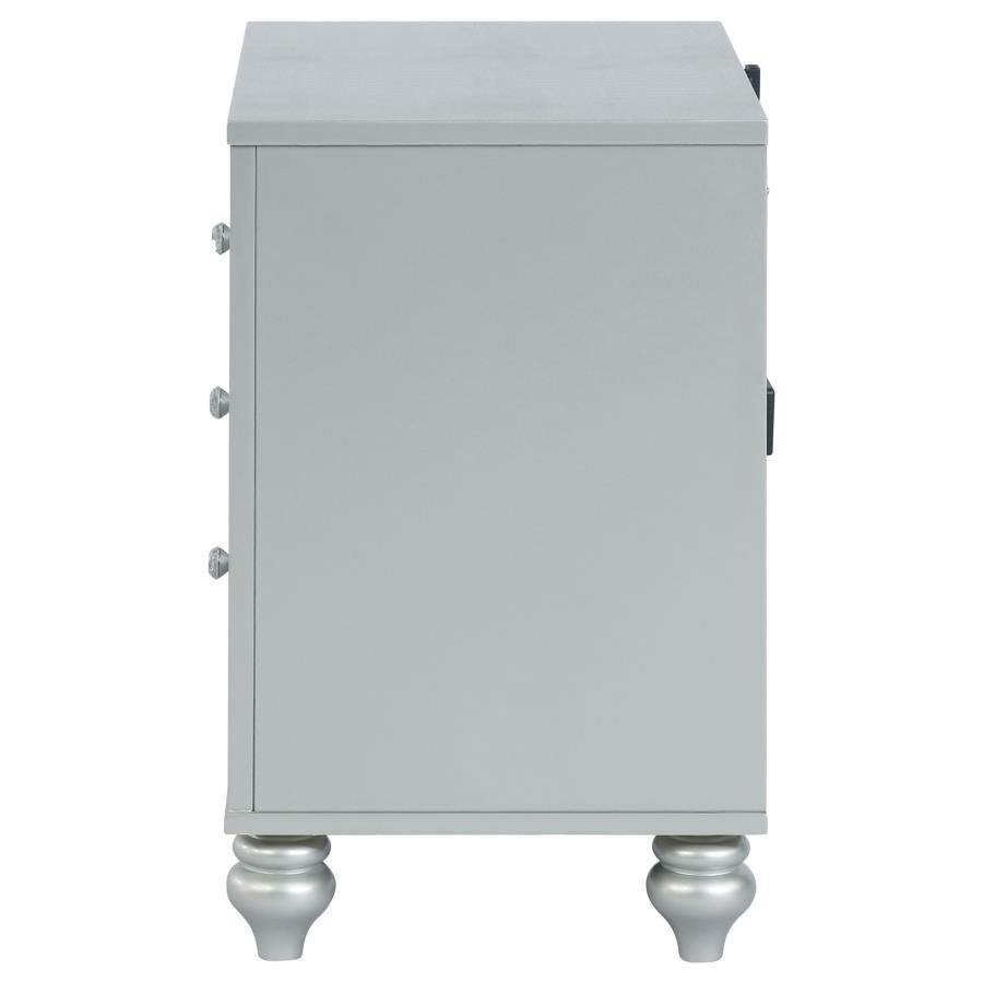Gunnison - 2 - Drawer Nightstand - Silver Metallic Accent Nightstand modern furniture Contempo Furniture