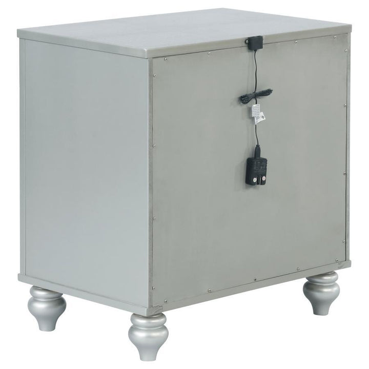 Gunnison - 2 - Drawer Nightstand - Silver Metallic Accent Nightstand modern furniture Contempo Furniture