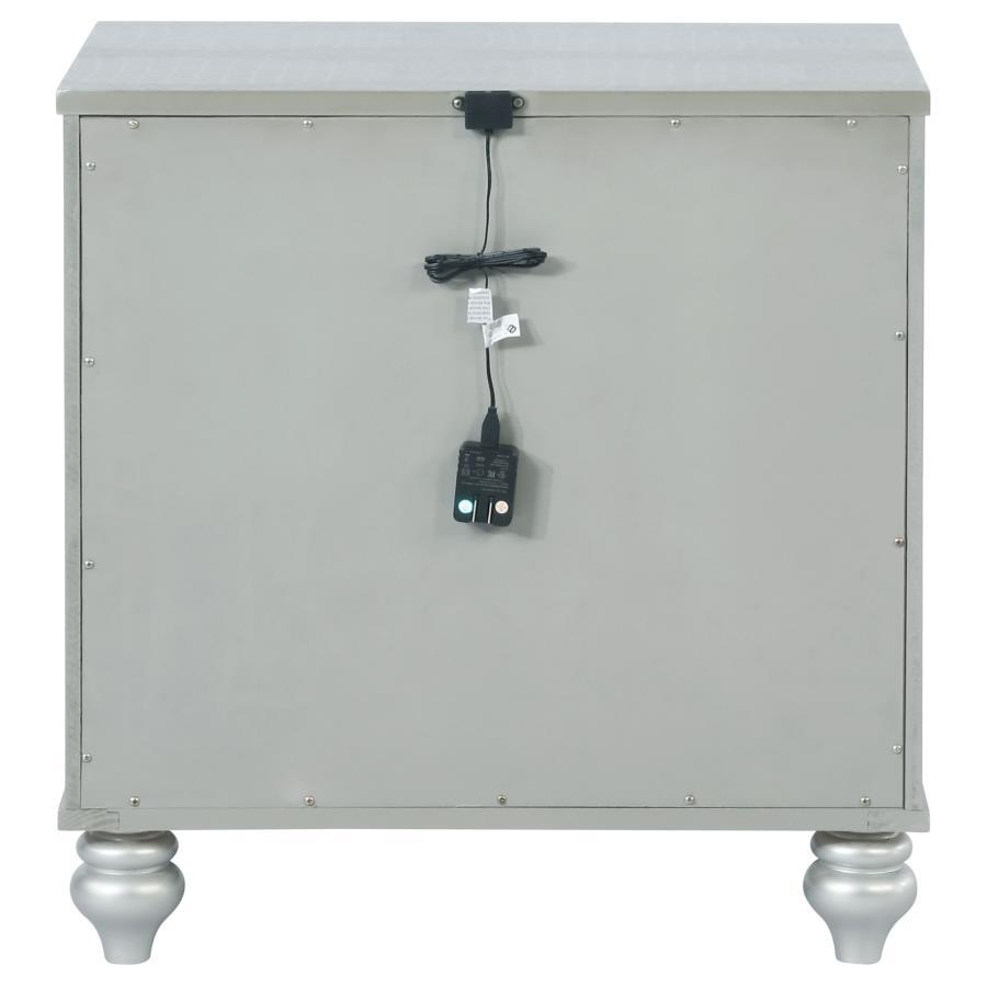 Gunnison - 2 - Drawer Nightstand - Silver Metallic Accent Nightstand modern furniture Contempo Furniture