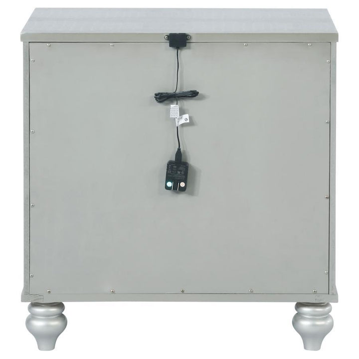 Gunnison - 2 - Drawer Nightstand - Silver Metallic Accent Nightstand modern furniture Contempo Furniture