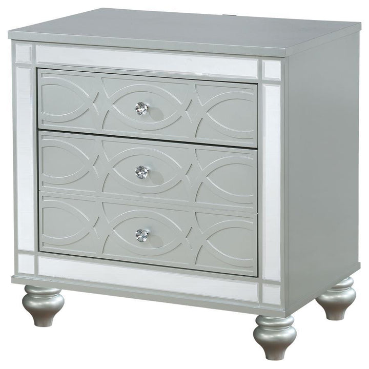 Gunnison - 2 - Drawer Nightstand - Silver Metallic Accent Nightstand modern furniture Contempo Furniture