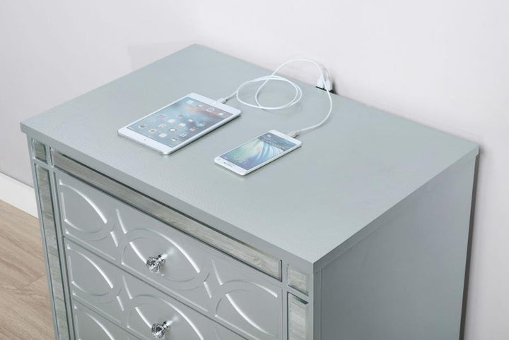Gunnison - 2 - Drawer Nightstand - Silver Metallic Accent Nightstand modern furniture Contempo Furniture