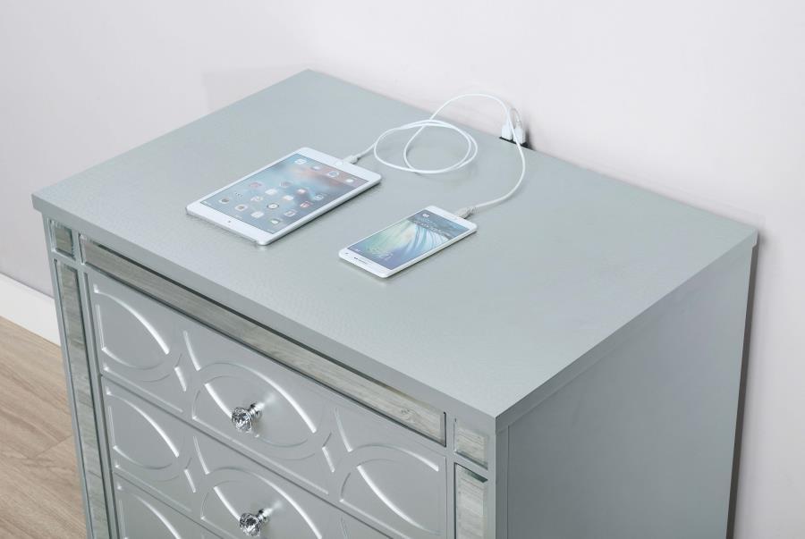 Gunnison - 2 - Drawer Nightstand - Silver Metallic Accent Nightstand modern furniture Contempo Furniture