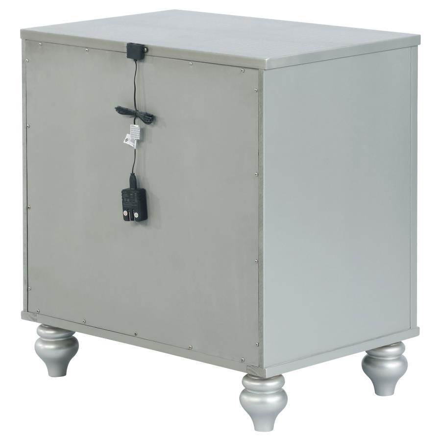 Gunnison - 2 - Drawer Nightstand - Silver Metallic Accent Nightstand modern furniture Contempo Furniture