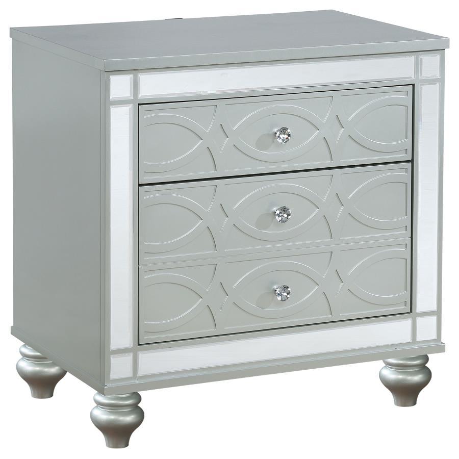 Gunnison - 2 - Drawer Nightstand - Silver Metallic Accent Nightstand modern furniture Contempo Furniture