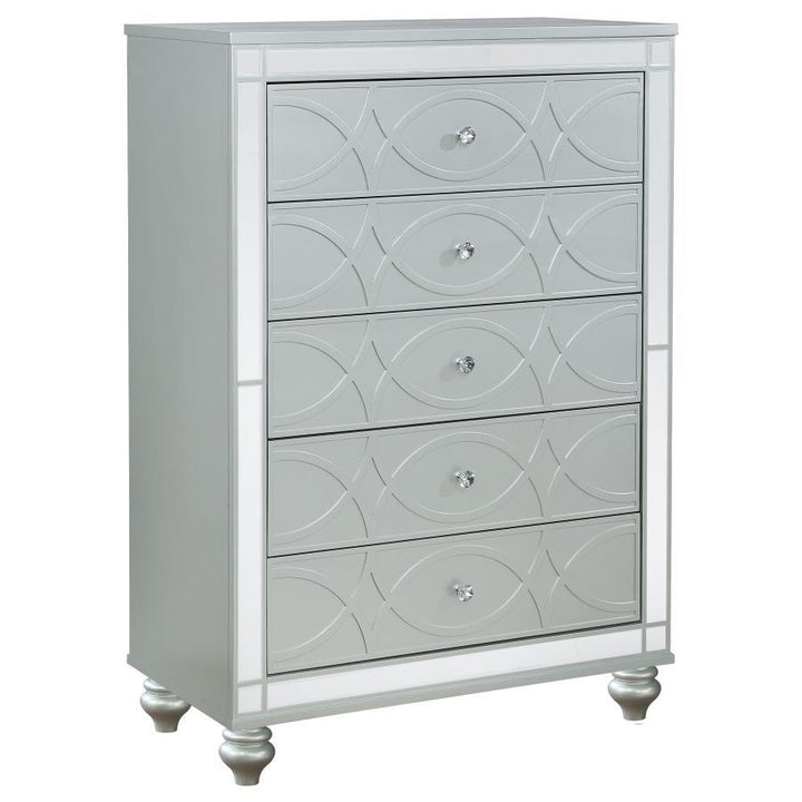 Gunnison - 5 - Drawer Bedroom Chest - Silver Metallic Accent Chest modern furniture Contempo Furniture