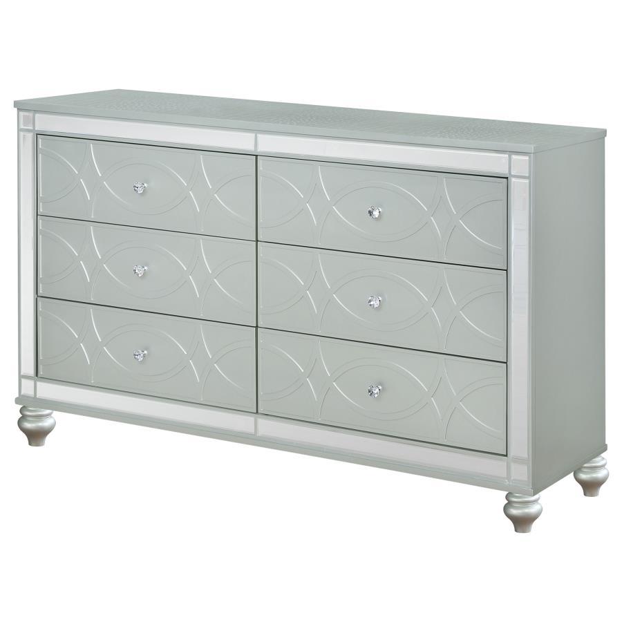 Gunnison - 6 - Drawer Dresser - Silver Metallic Dressers modern furniture Contempo Furniture