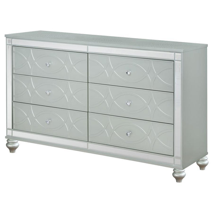 Gunnison - 6 - Drawer Dresser - Silver Metallic Dressers modern furniture Contempo Furniture