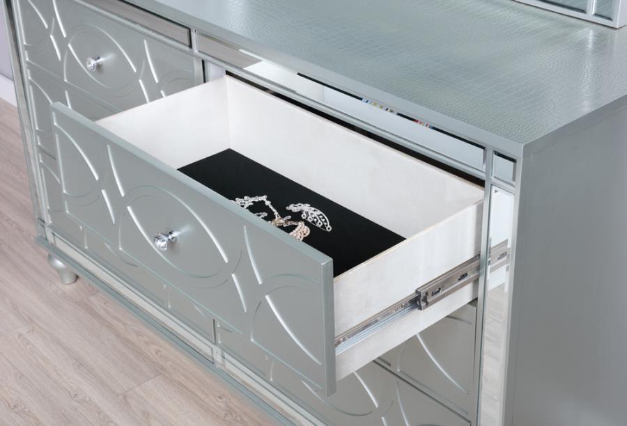 Gunnison - 6 - Drawer Dresser - Silver Metallic Dressers modern furniture Contempo Furniture
