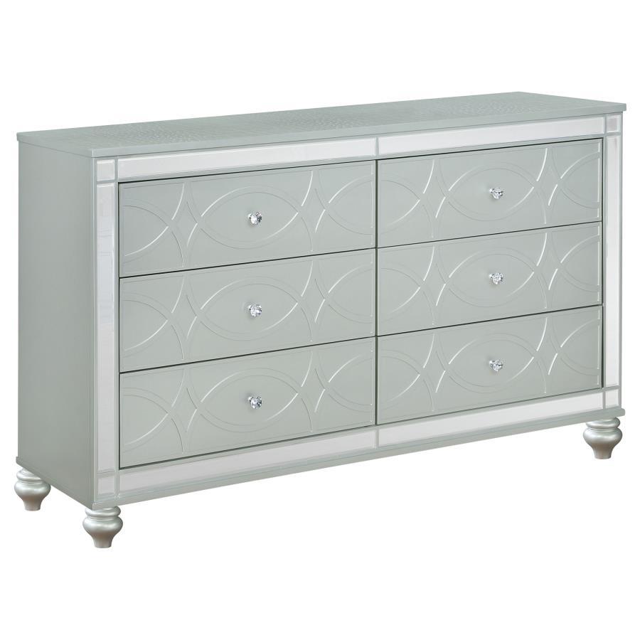 Gunnison - 6 - Drawer Dresser - Silver Metallic Dressers modern furniture Contempo Furniture