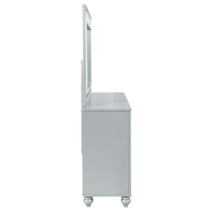 Gunnison - 6 - Drawer Dresser With Mirror - Silver Metallic Dresser &amp; Mirror modern furniture Contempo Furniture