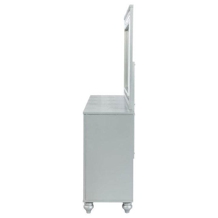 Gunnison - 6 - Drawer Dresser With Mirror - Silver Metallic Dresser &amp; Mirror modern furniture Contempo Furniture