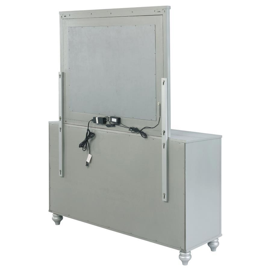 Gunnison - 6 - Drawer Dresser With Mirror - Silver Metallic Dresser & Mirror modern furniture Contempo Furniture