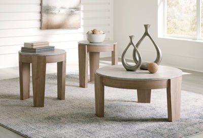Guystone Table (Set of 3) - Light Brown Table Set modern furniture Contempo Furniture