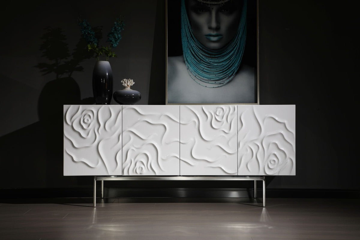 Gwen - Modern White High Gloss Buffet - View 2