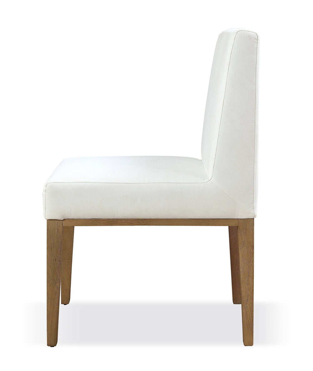 Modus Furniture Jvlh63 One Modern Coastal Sled Leg Upholstered Dining Side Chair In White Pearl And Bisque