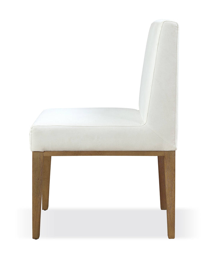 Modus Furniture Jvlh63 One Modern Coastal Sled Leg Upholstered Dining Side Chair In White Pearl And Bisque