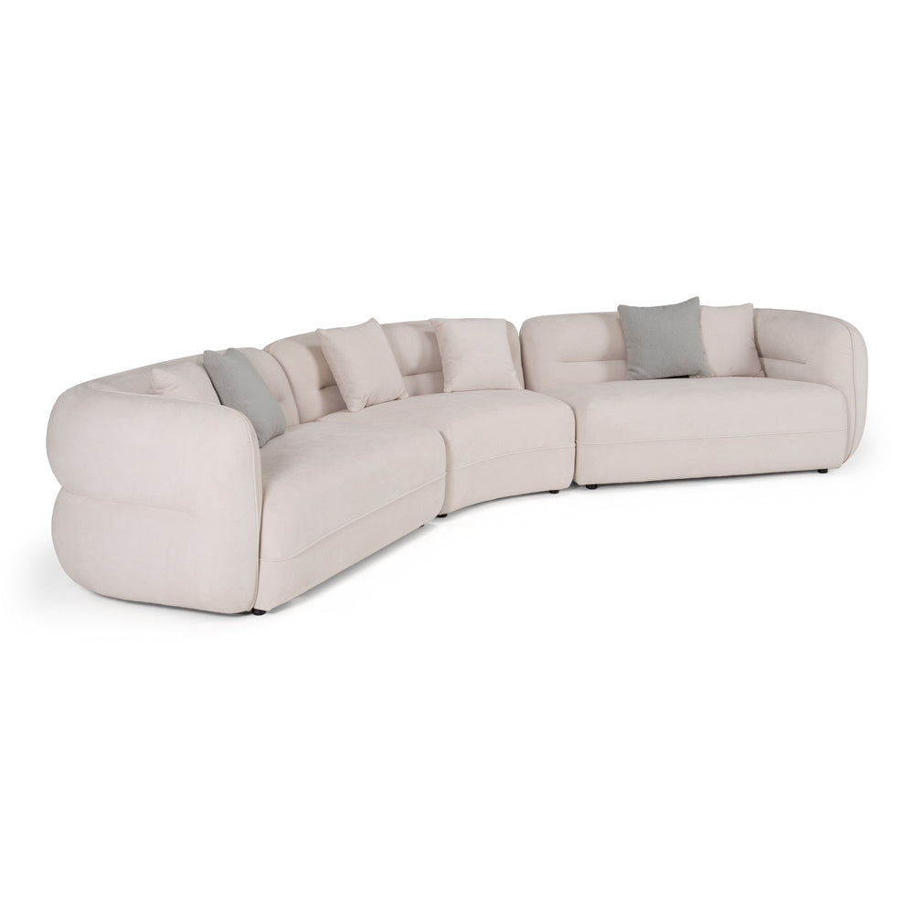 Nomad - Modern Off-White Fabric Curved Sectional Sofa - View 2