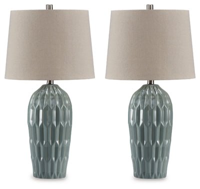 Hadbury Table Lamp (Set of 2) - Blue | Ashley Furniture