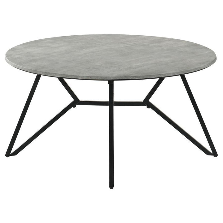 Hadi - 2 Piece Round Smarttop Coffee And End Table Set - Cement Table Set modern furniture Contempo Furniture