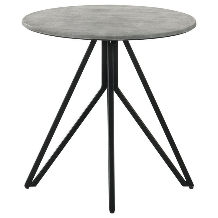 Hadi - 2 Piece Round Smarttop Coffee And End Table Set - Cement Table Set modern furniture Contempo Furniture