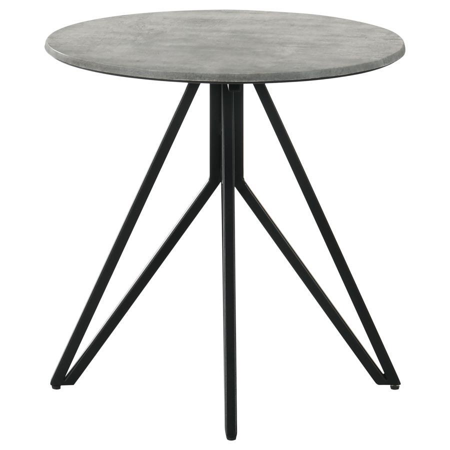 Hadi - 3 Piece Round Smarttop Coffee And End Table Set - Cement Table Set modern furniture Contempo Furniture