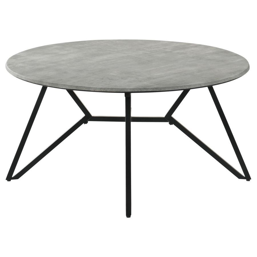 Hadi - 3 Piece Round Smarttop Coffee And End Table Set - Cement Table Set modern furniture Contempo Furniture