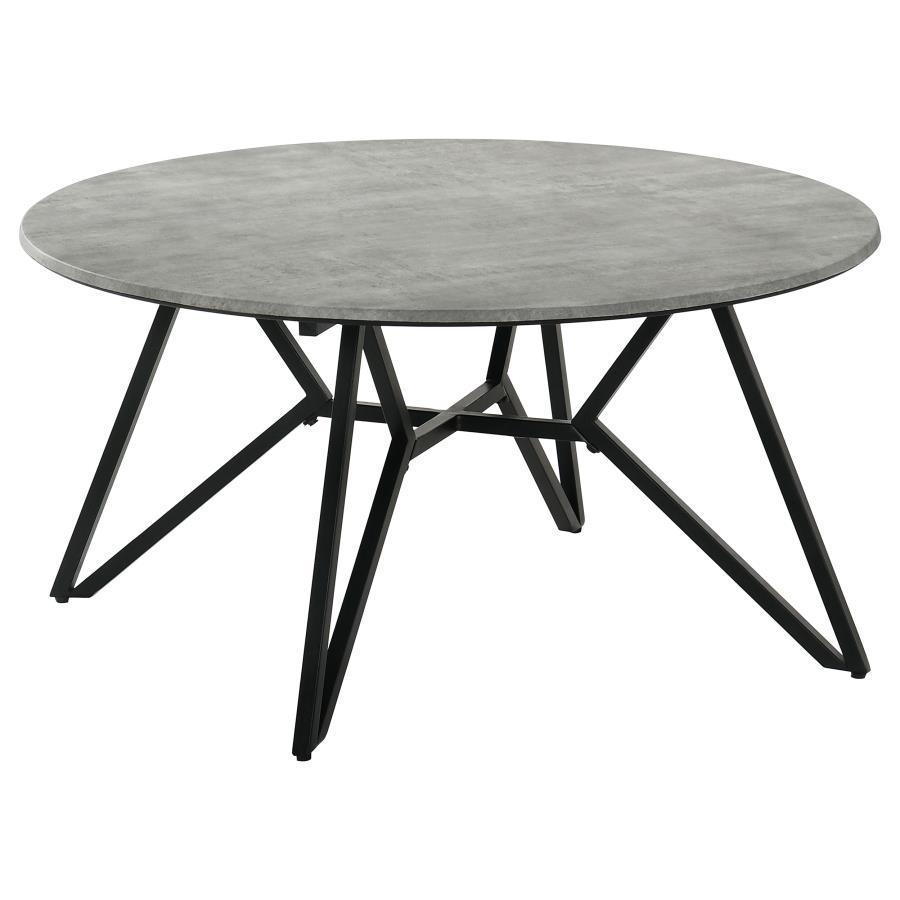 Hadi - Round Smart Top Coffee Table - Cement Coffee Table modern furniture Contempo Furniture