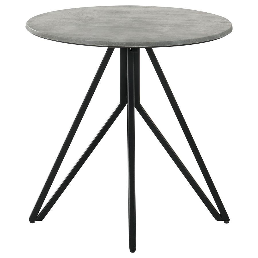 Hadi - Round Smart Top Side End Table - Cement End Table modern furniture Contempo Furniture