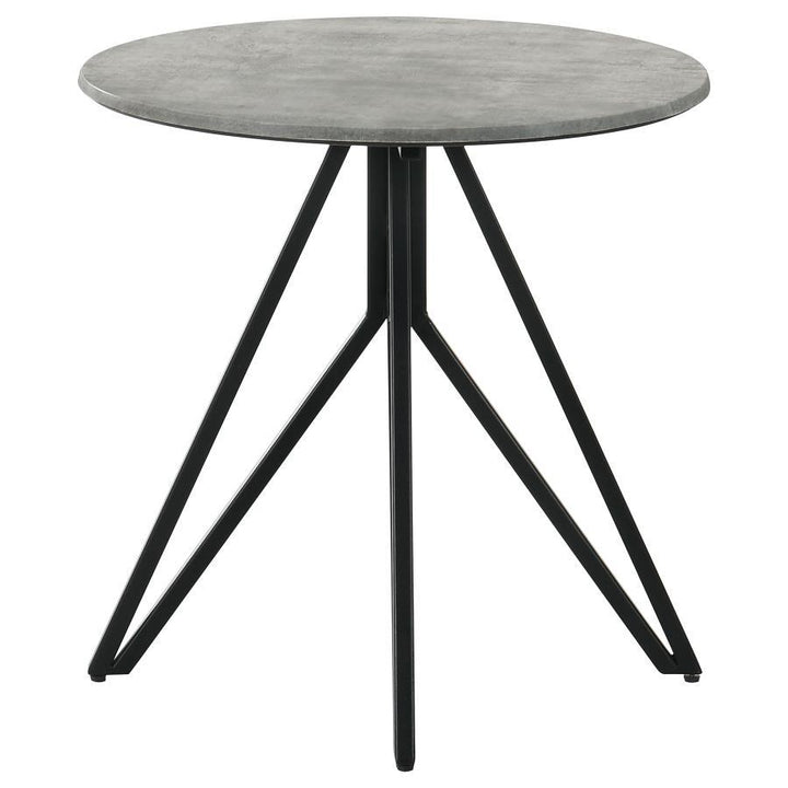 Hadi - Round Smart Top Side End Table - Cement End Table modern furniture Contempo Furniture