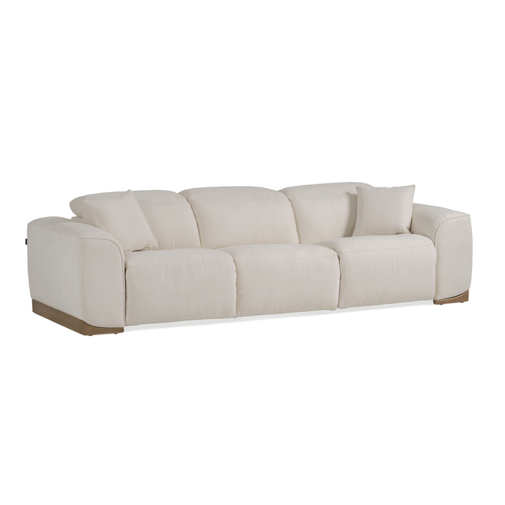 Hagerty - Modern Off-White Fabric Sofa With 2 Power Recliners