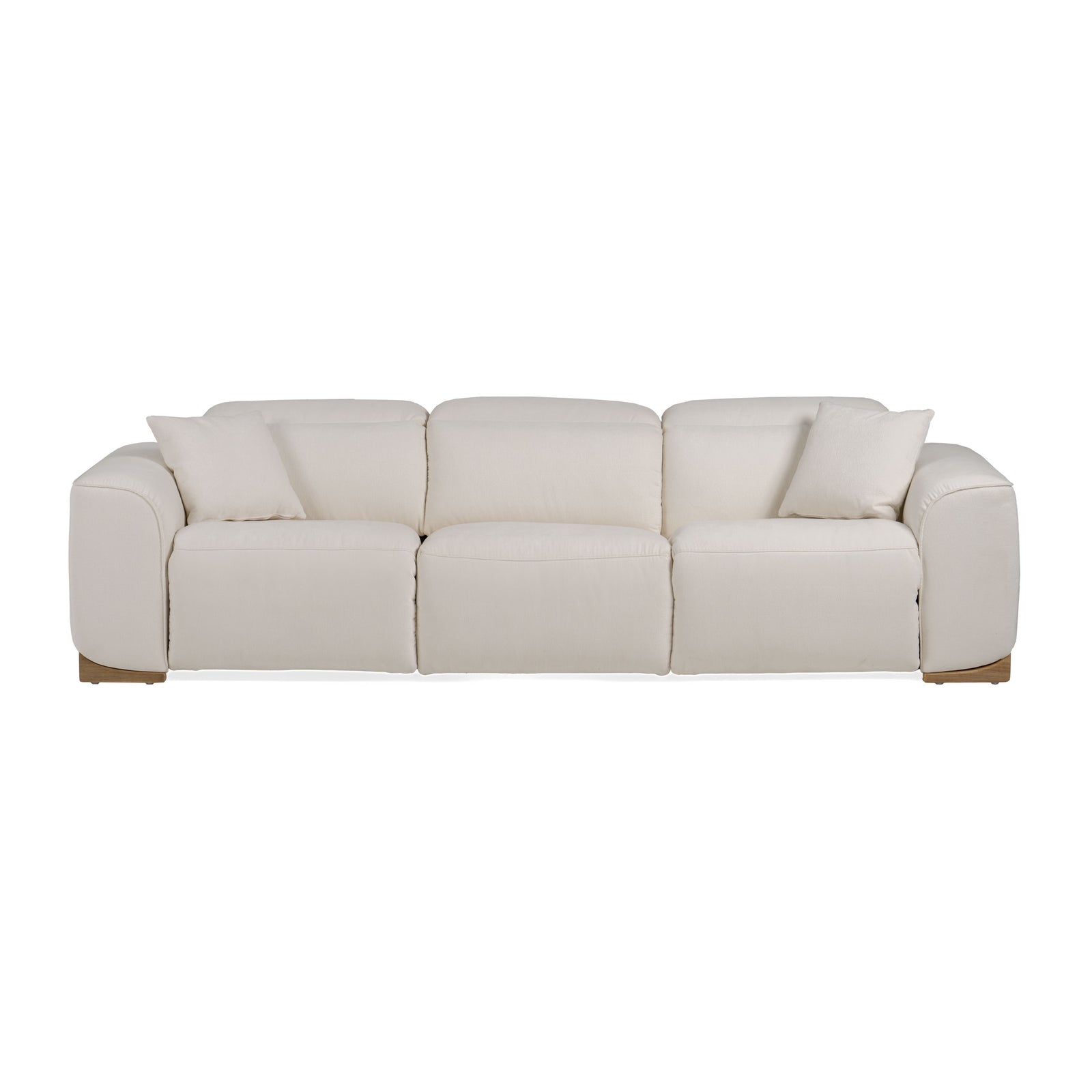 Hagerty - Modern Off-White Fabric Sofa With 2 Power Recliners