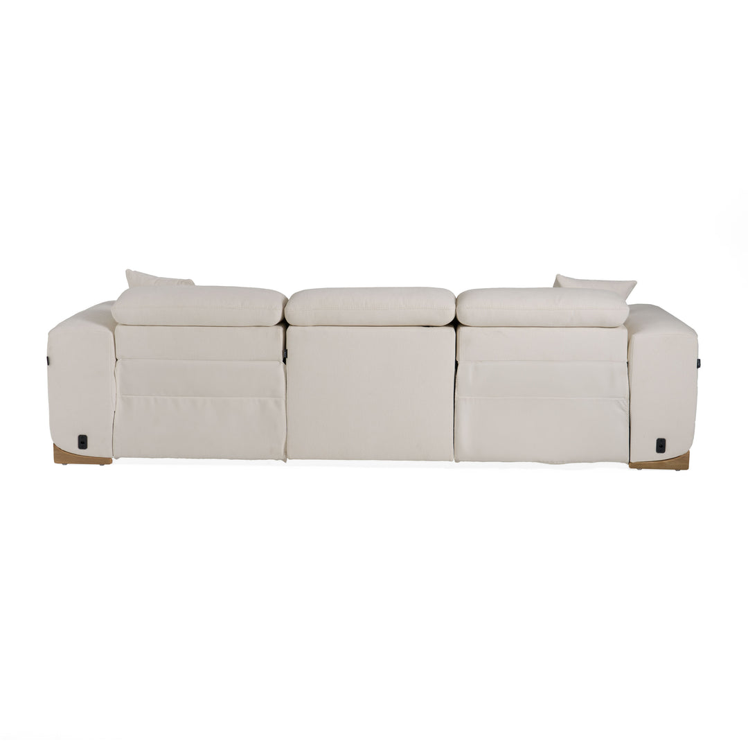 Hagerty - Modern Off-White Fabric Sofa With 2 Power Recliners