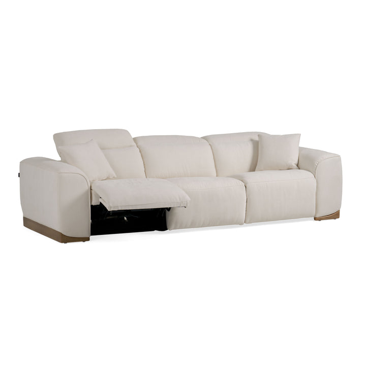 Hagerty - Modern Off-White Fabric Sofa With 2 Power Recliners
