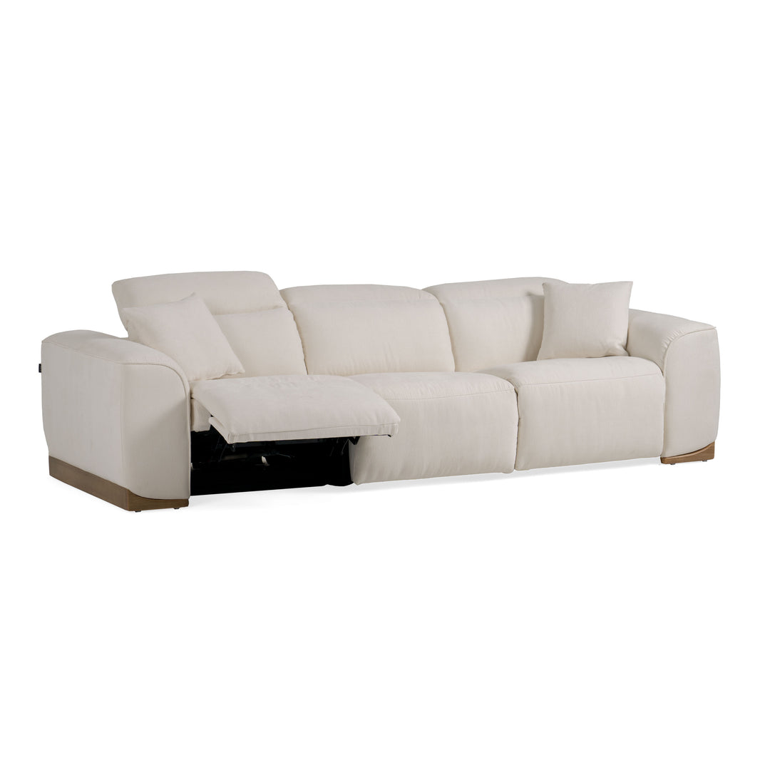 Hagerty - Modern Off-White Fabric Sofa With 2 Power Recliners