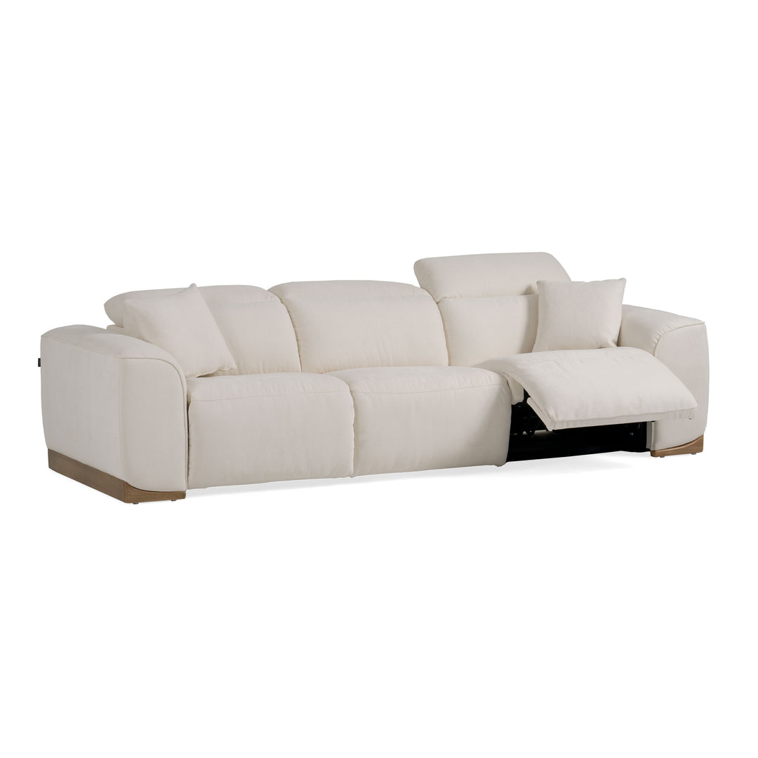 Hagerty - Modern Off-White Fabric Sofa With 2 Power Recliners