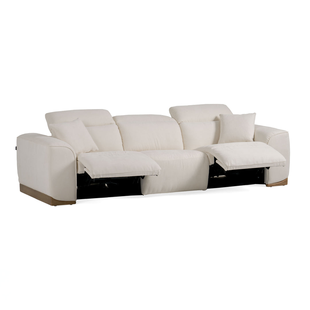 Hagerty - Modern Off-White Fabric Sofa With 2 Power Recliners