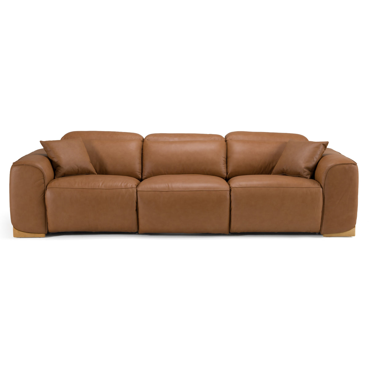 Hagerty - Modern Brown Leather Sofa with 2 Power Recliners