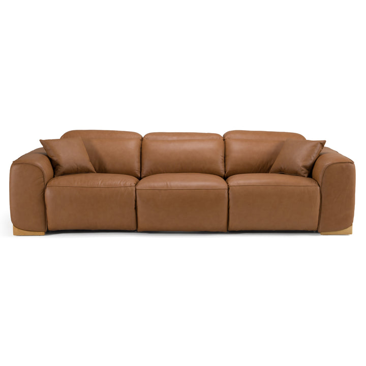 Hagerty - Modern Brown Leather Sofa with 2 Power Recliners
